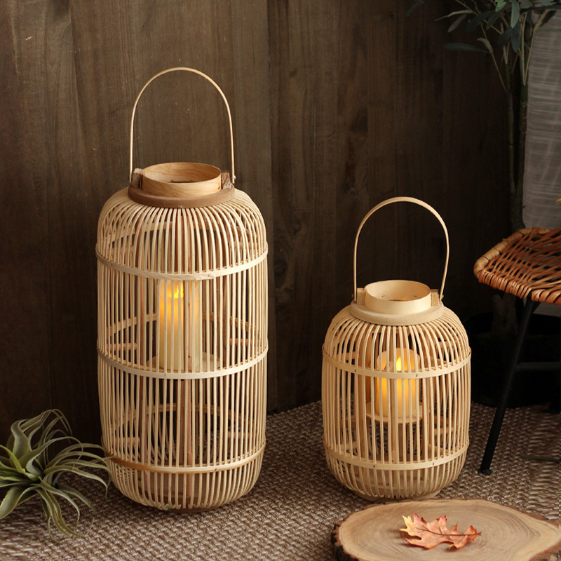 Candle Holder Decor - Luminária de chão em bambu, feita