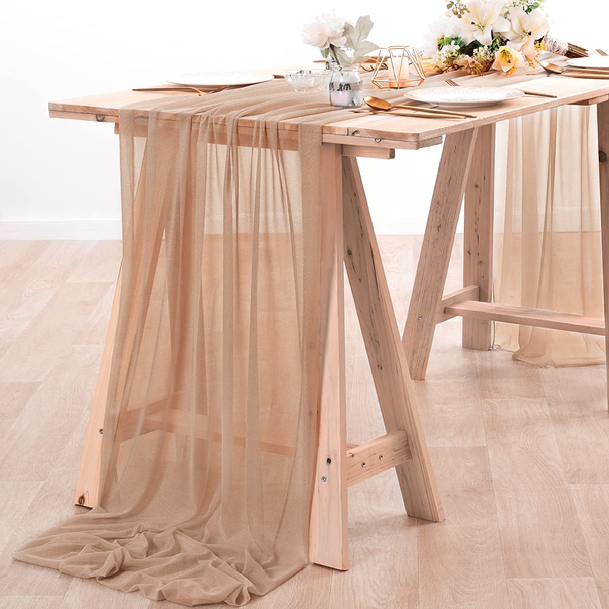 Table Runner - Corredor de mesa de chiffon, tecido