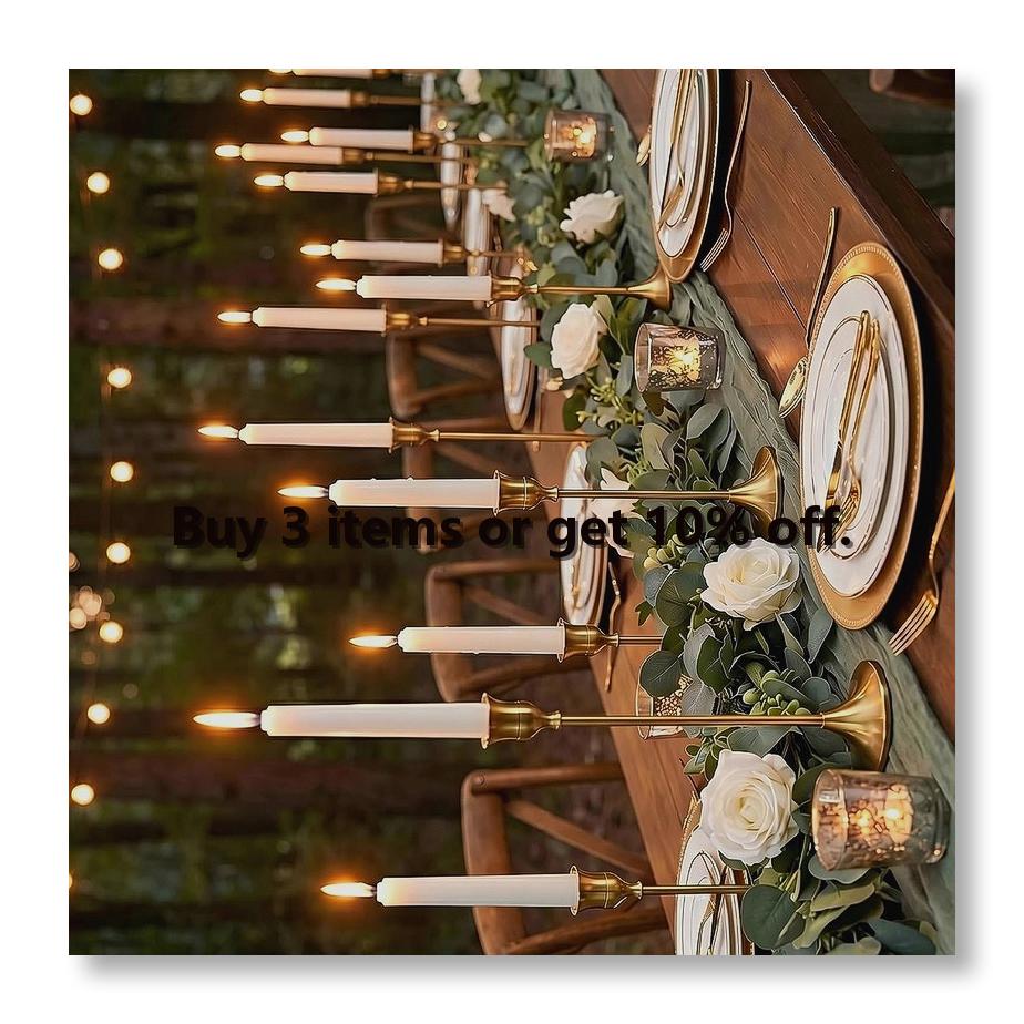 Candle Holder Decor - 12 Peças de Castiçais Dourados, Suportes