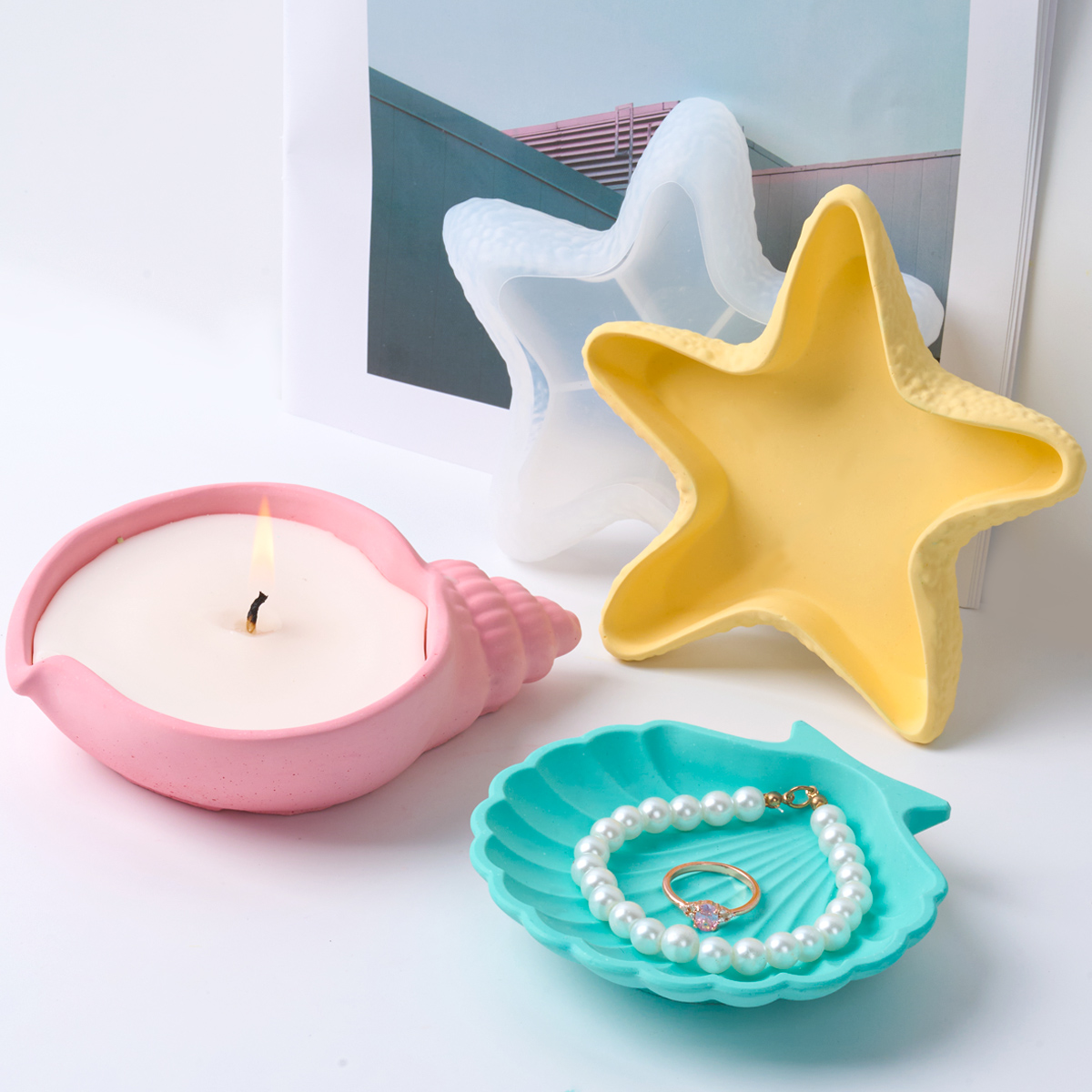 Diy concreto estrela do mar st - Candle Holder Decor avaliação e preço