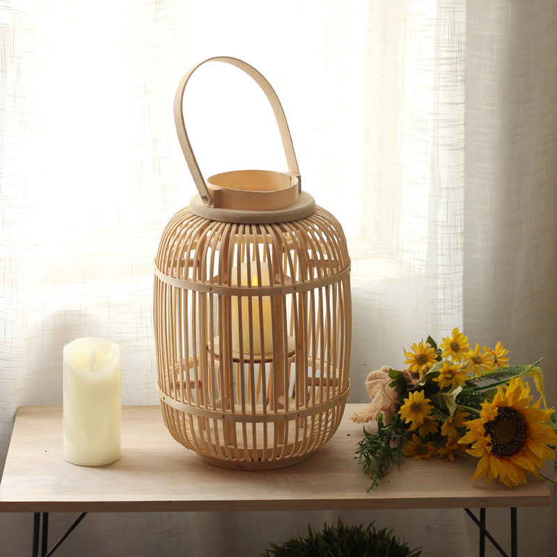 Luminária de chão em bambu, fe - Candle Holder Decor avaliação e preço