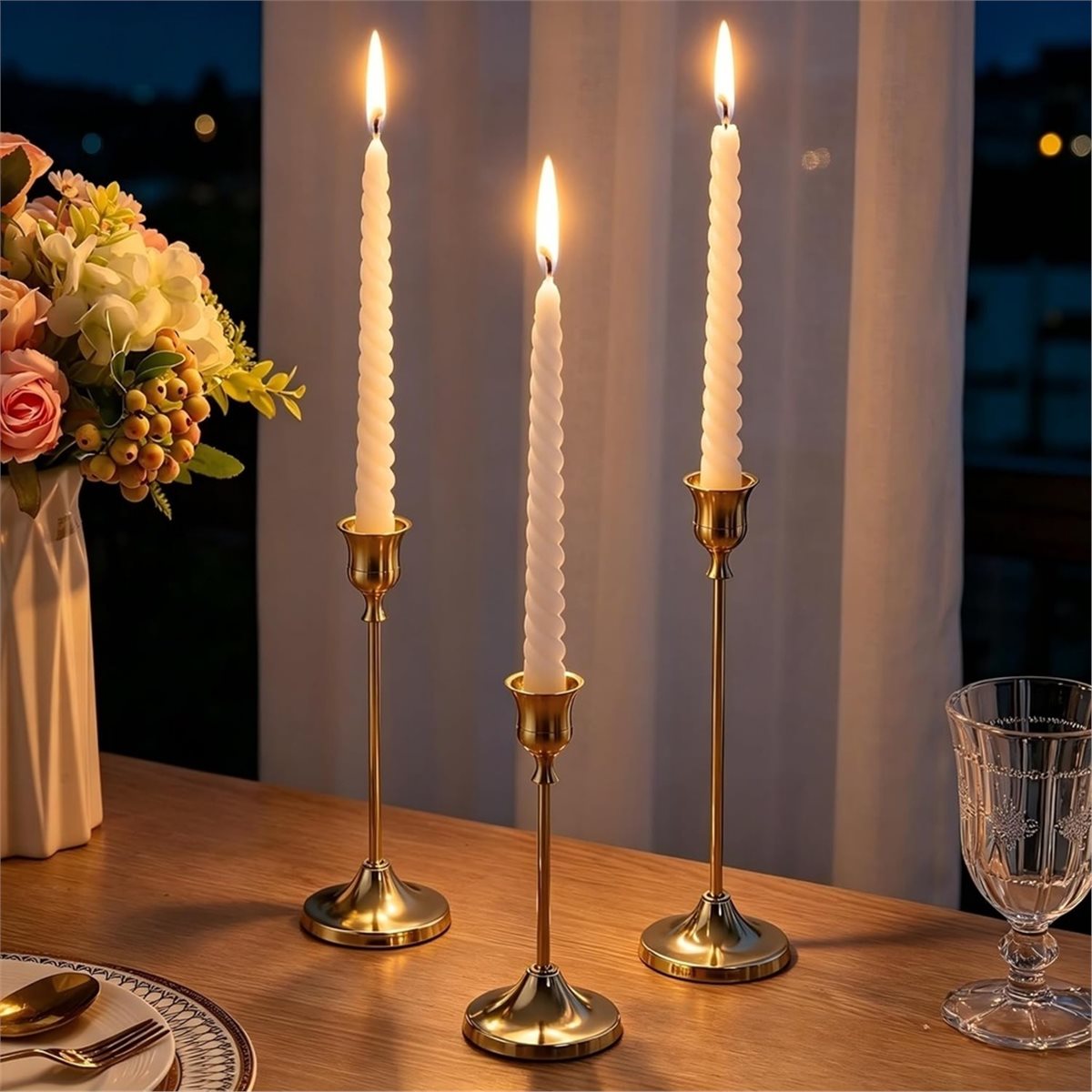 12 Peças de Castiçais Dourados - Candle Holder Decor avaliação e preço